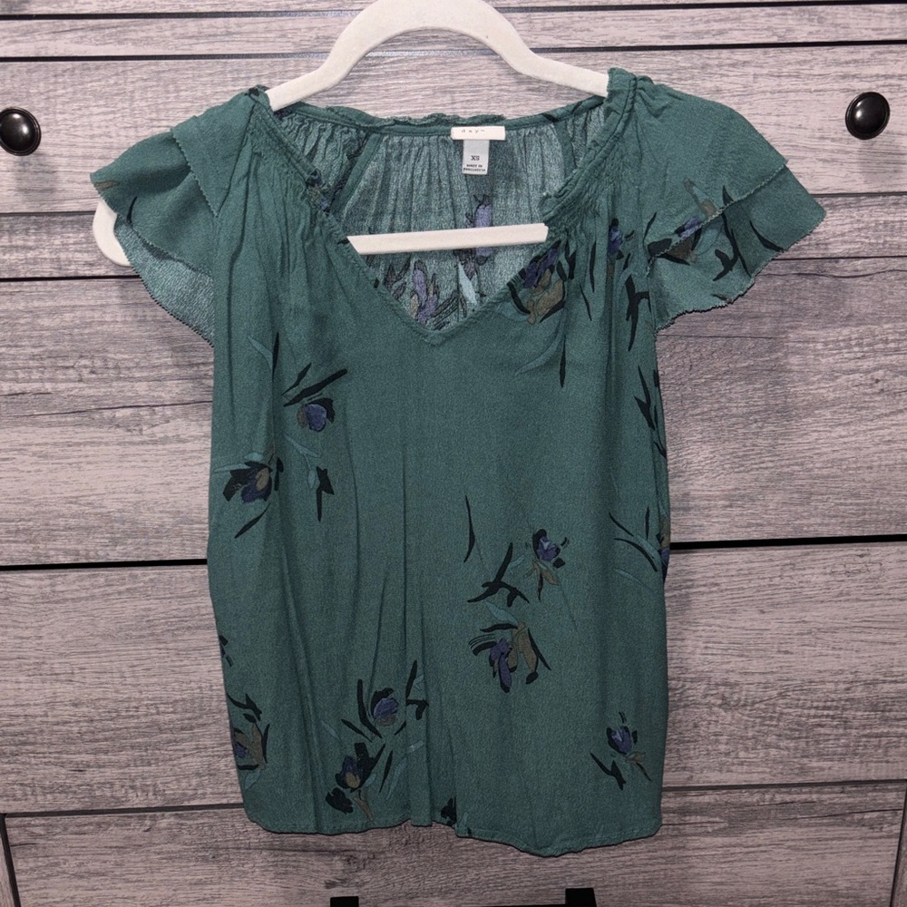 A New Day Teal Floral Blouse